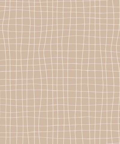 Musselin Wavy grid beige white