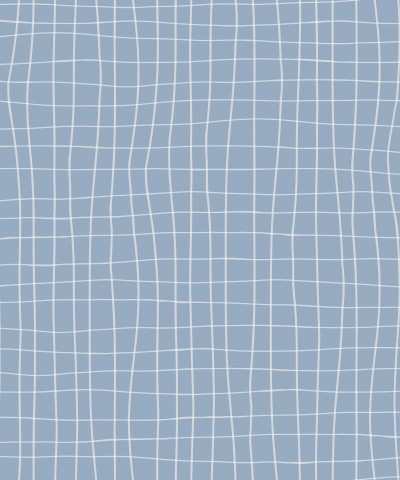 Musselin Wavy grid blue white