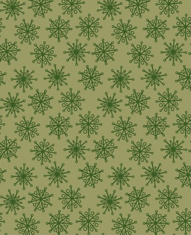 Muslin Christmas snowflakes green doodles