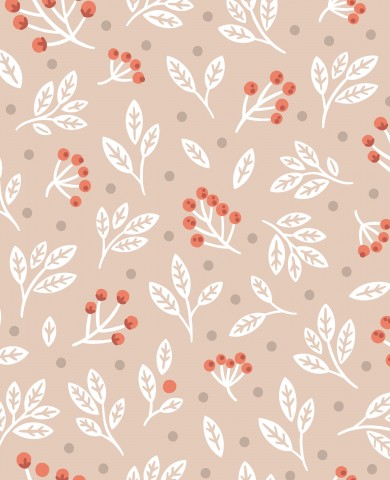 Jersey Christmas Floral Beige