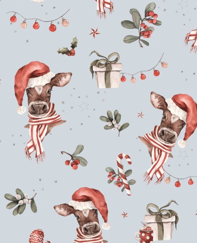 Jersey Christmas cow baby blue