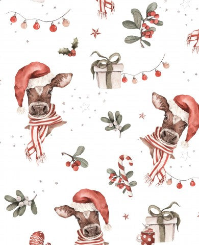 Jersey Christmas cow white