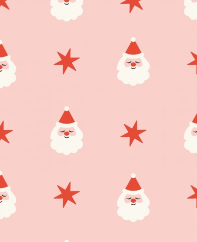 Muslin Santa Claus and stars on a pink background