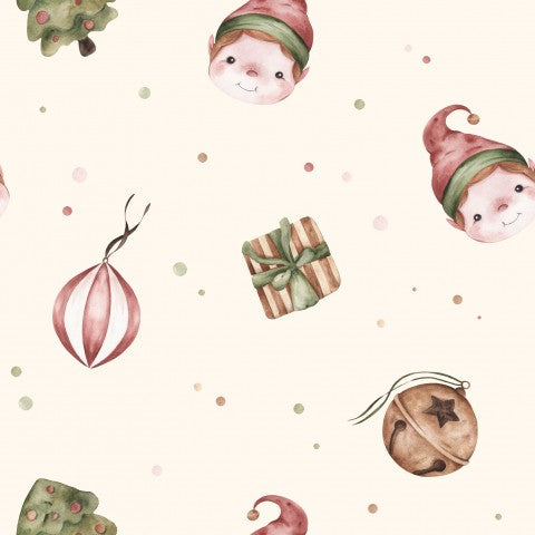 Satin Baumwolle einem Aquarell-Weihnachtselfen