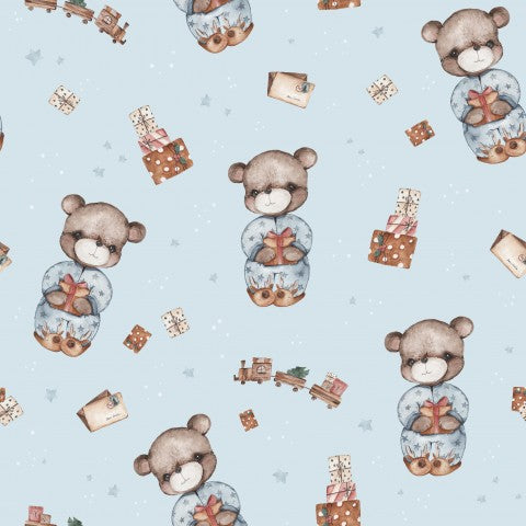 Jersey Christmas Teddy Blue