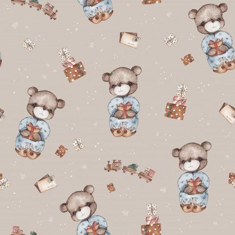Jersey Christmas Teddy Taupe