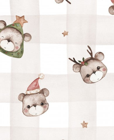 Muslin Christmas teddies 30 check