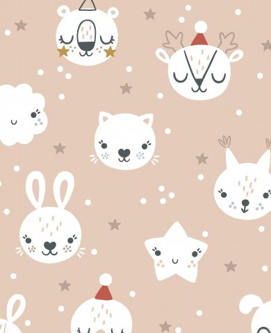 Christmas Beauty - Animali in tela di cotone con volti, ideali per trapunte natalizie uniche o regali! Materiale naturale per cucire, 100%