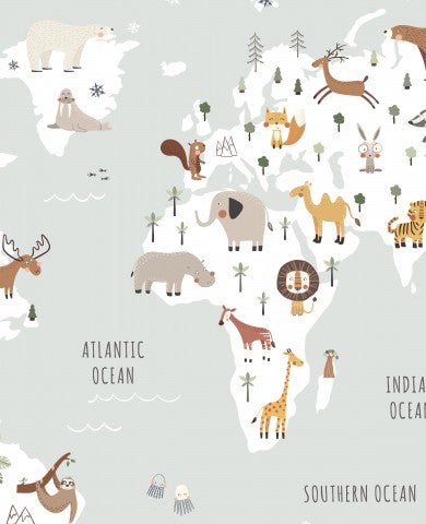 Jersey world map with animals