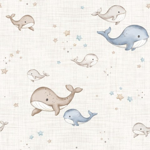 Jersey Whale Pod Linen 15x15cm