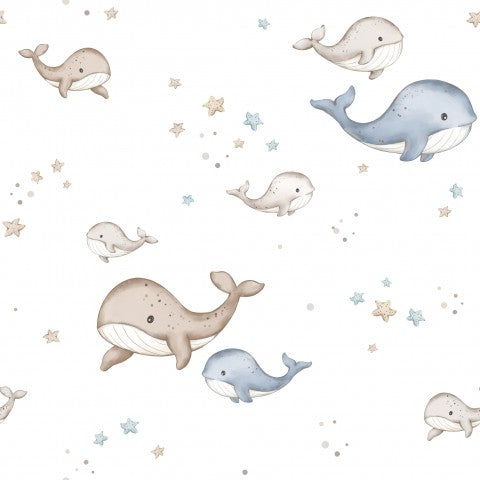 Jersey Whale Pod White 15x15cm