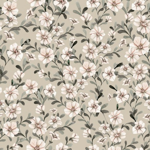  Tessuto impermeabile, carta da parati floreale senza soluzione di continuità con fiori rosa e bianchi