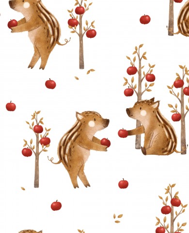 Musselin wild pigs apples 25x25 white