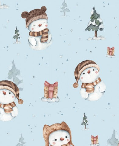 Jersey Winter Friends Snowman Blue