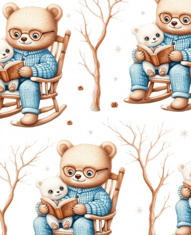 Waterproof fabric winter story with teddy bears