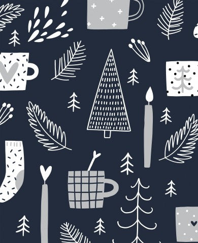 Articles de Noël en SoftShell sur fond bleu foncé