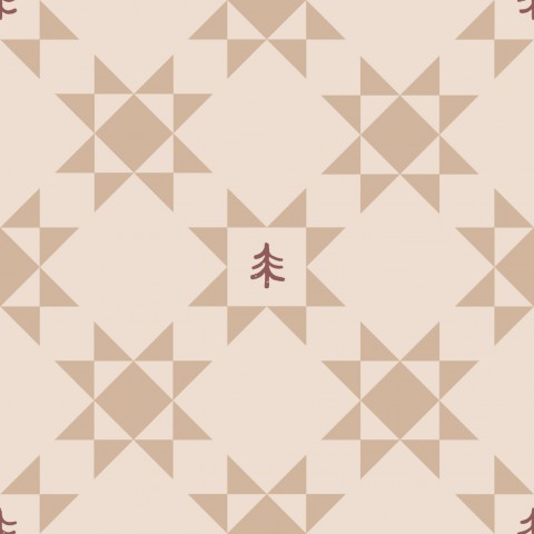 Wasserdichter Stoff Woodland Tree and Star Patchwork Beige
