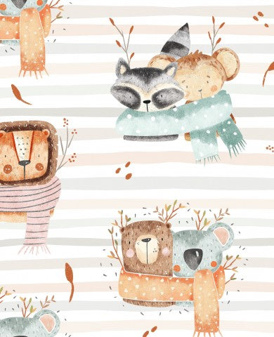 Tissu imperméable avec des animaux mignons et des feuilles