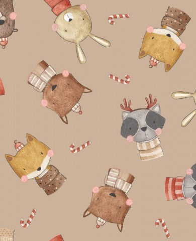 Wasserdichter Stoff Xmas forest friends brown