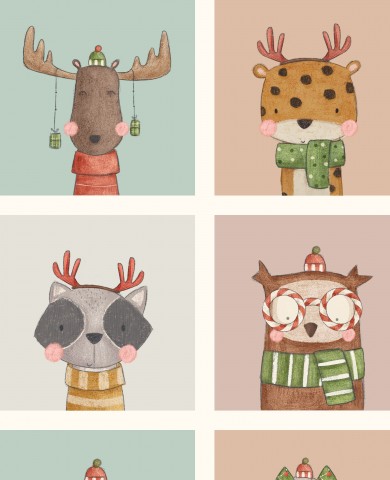 Wasserdichter Stoff Xmas friends tiles