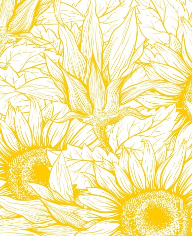Wasserdichter Stoff Yellow Line Art Sunflowers