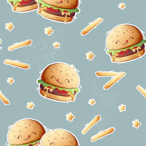 Satin Baumwolle Hamburgern und Pommes Frites