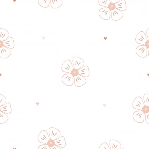 Fleurs roses en mousseline sur fond blanc
