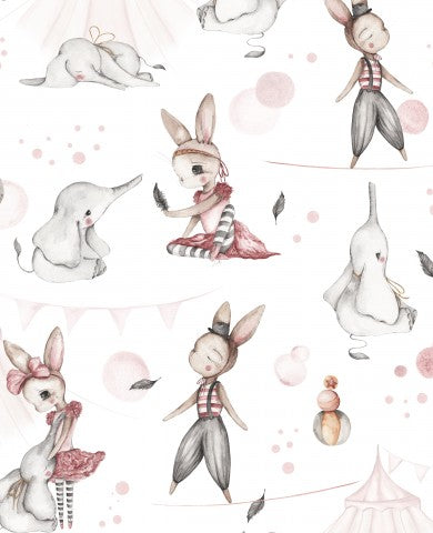 Tissu imperméable motif aquarelle avec des animaux de cirque